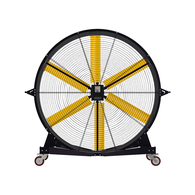 مروحة HVLS أرضية كبيرة متحركة ذات 4 عجلات بطول 2 متر مروحة HVLS أرضية كبيرة متحركة ذات 4 عجلات بطول 2 متر